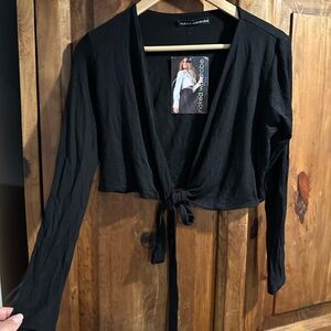 Naked Wardrobe Black Tie-Front top